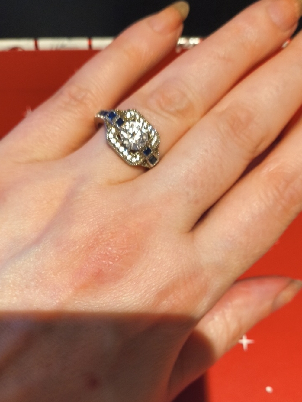Black Diamond And Crystal Ring